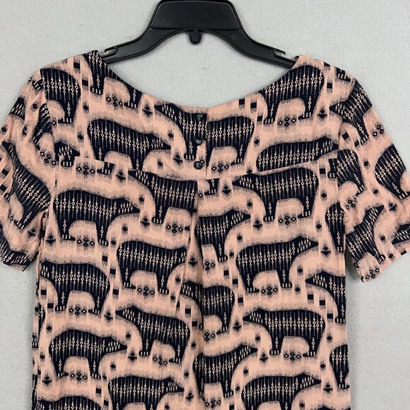 Anthropologie Maeve Dress Womens 2 Pink Zola Polar Bear Pocket Eclectic Mini - Picture 8 of 14